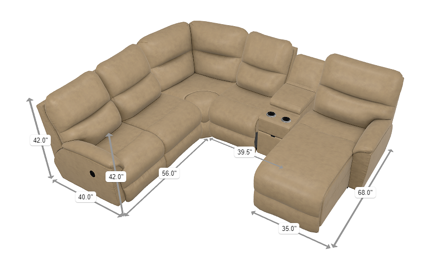 Trouper 5 Piece Reclining Sectional