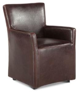 Peabody 25" Brown Leather Wheeled Arm Chair