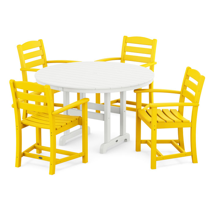 La Casa Café 5-Piece Round Farmhouse Dining Set