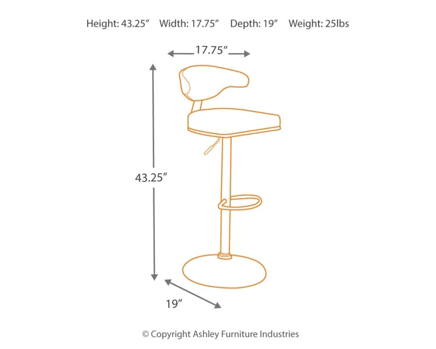 Ashley Express - Bellatier Tall UPH Swivel Barstool(1/CN)