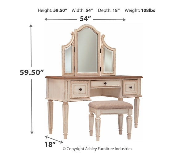 Ashley Express - Realyn Vanity/Mirror/Stool (3/CN)