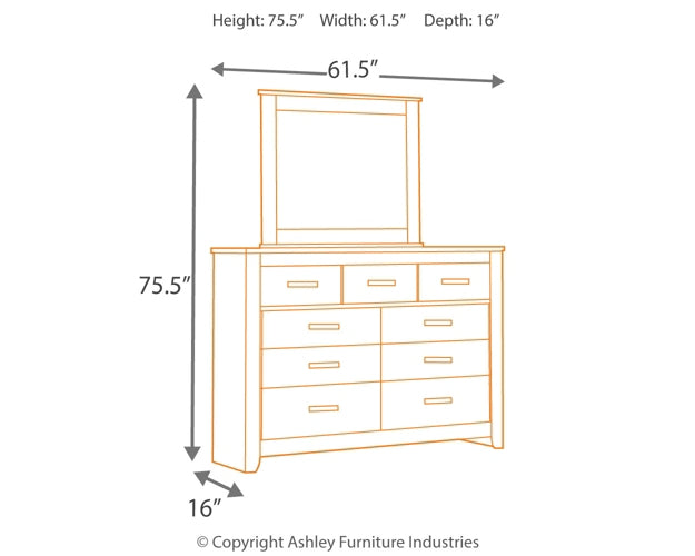 Brinxton Full Panel Headboard with Mirrored Dresser