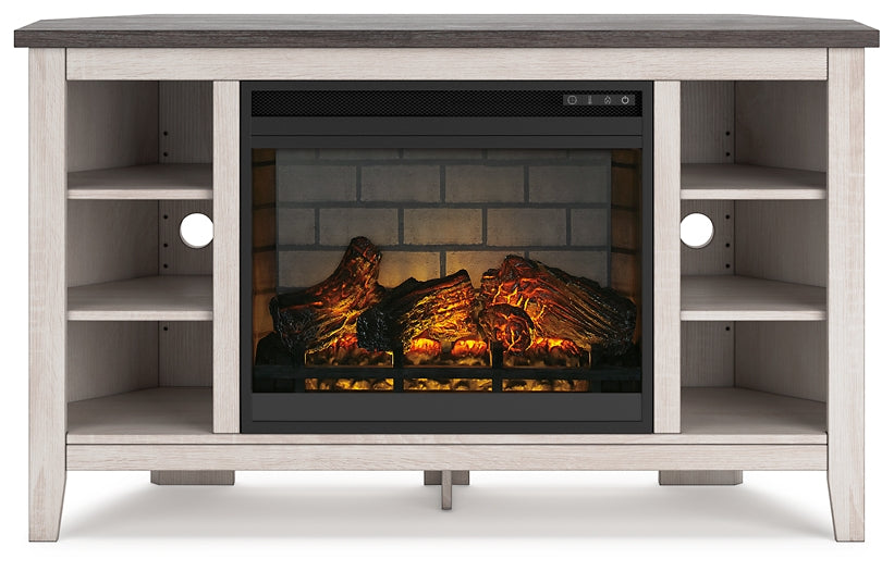 Ashley Express - Dorrinson Corner TV Stand with Electric Fireplace