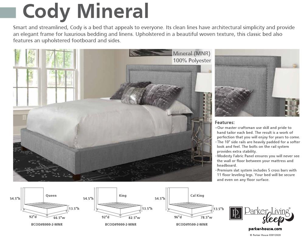 CODY - MINERAL CALIFORNIA KING BED 6/0 (GREY)