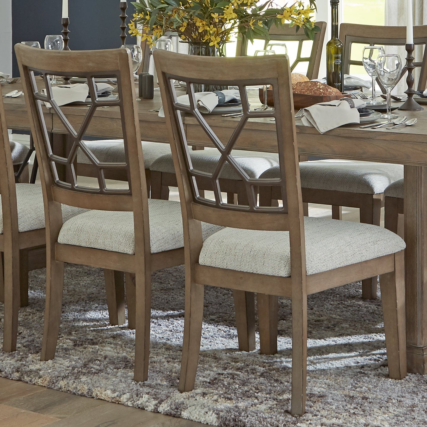 SUNDANCE DINING - SANDSTONE DINING CHAIR GRID BACK (2/CTN SOLD IN PAIRS)