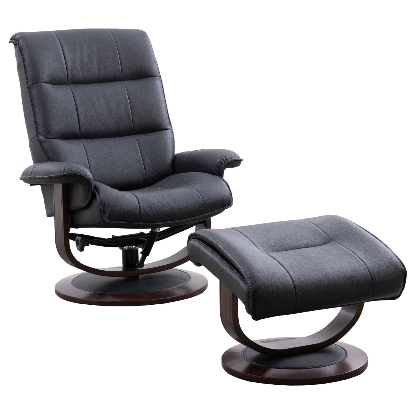 KNIGHT - BLACK MANUAL RECLINING SWIVEL CHAIR AND OTTOMAN