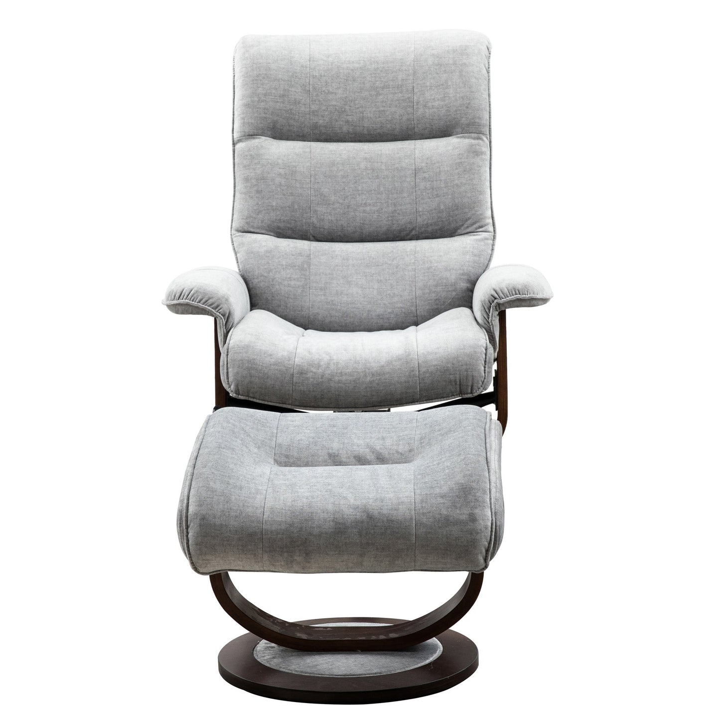 KNIGHT - CAPRI SILVER MANUAL RECLINING SWIVEL CHAIR AND OTTOMAN