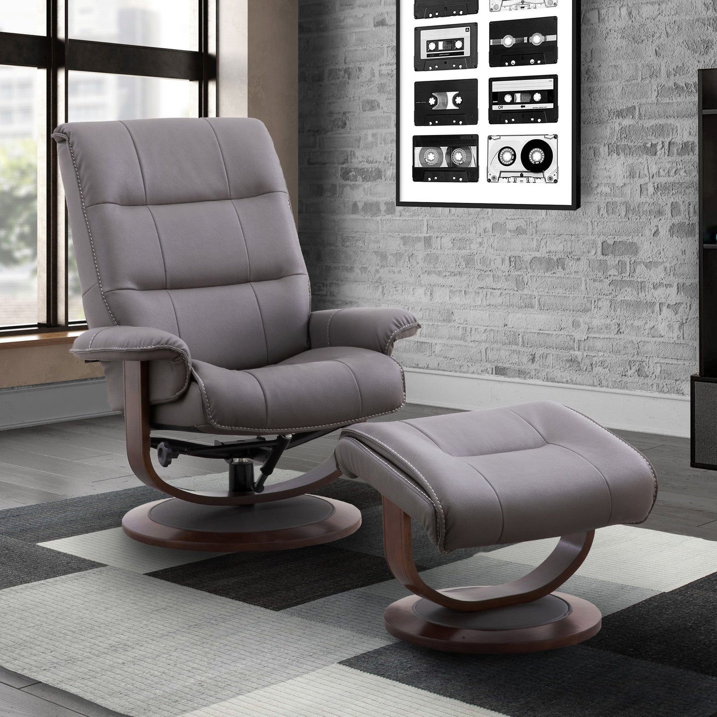 KNIGHT - HAZE MANUAL RECLINING SWIVEL CHAIR AND OTTOMAN