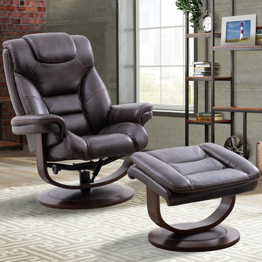 MONARCH - TRUFFLE MANUAL RECLINING SWIVEL CHAIR AND OTTOMAN