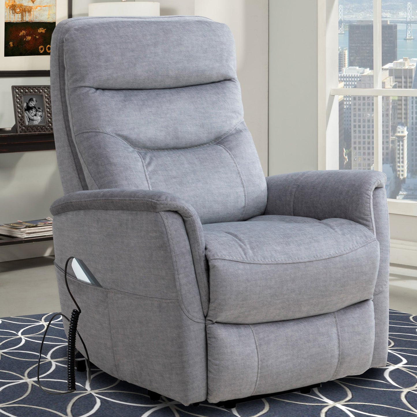 GEMINI - CAPRI SILVER POWER LIFT RECLINER WITH ARTICULATING HEADREST