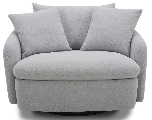 BOOMER - DOVE GREY LARGE SWIVEL CHAIR W/ 2 TOSS PLWS