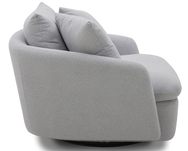 BOOMER - DOVE GREY LARGE SWIVEL CHAIR W/ 2 TOSS PLWS