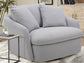 BOOMER - DOVE GREY LARGE SWIVEL CHAIR W/ 2 TOSS PLWS