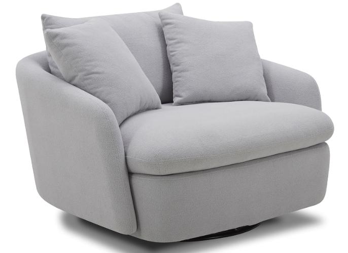 BOOMER - DOVE GREY LARGE SWIVEL CHAIR W/ 2 TOSS PLWS