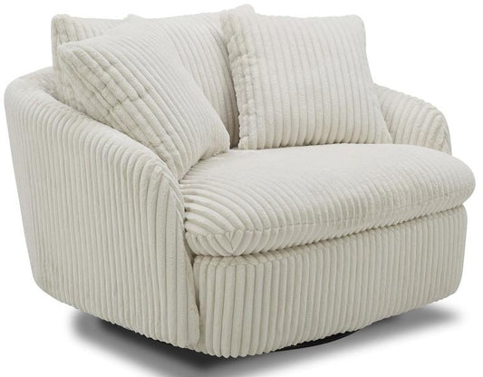 BOOMER - MEGA IVORY LARGE SWIVEL CHAIR W/ 2 TOSS PLWS