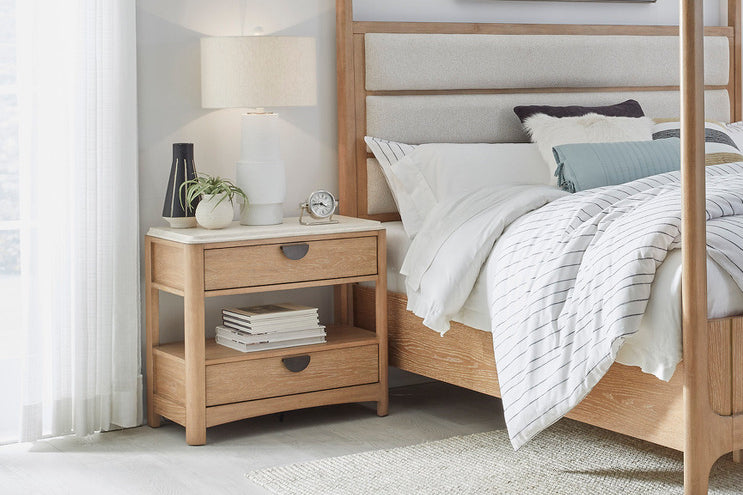 ESCAPE TWO-DRAWER NIGHTSTAND WITH STONE TOP