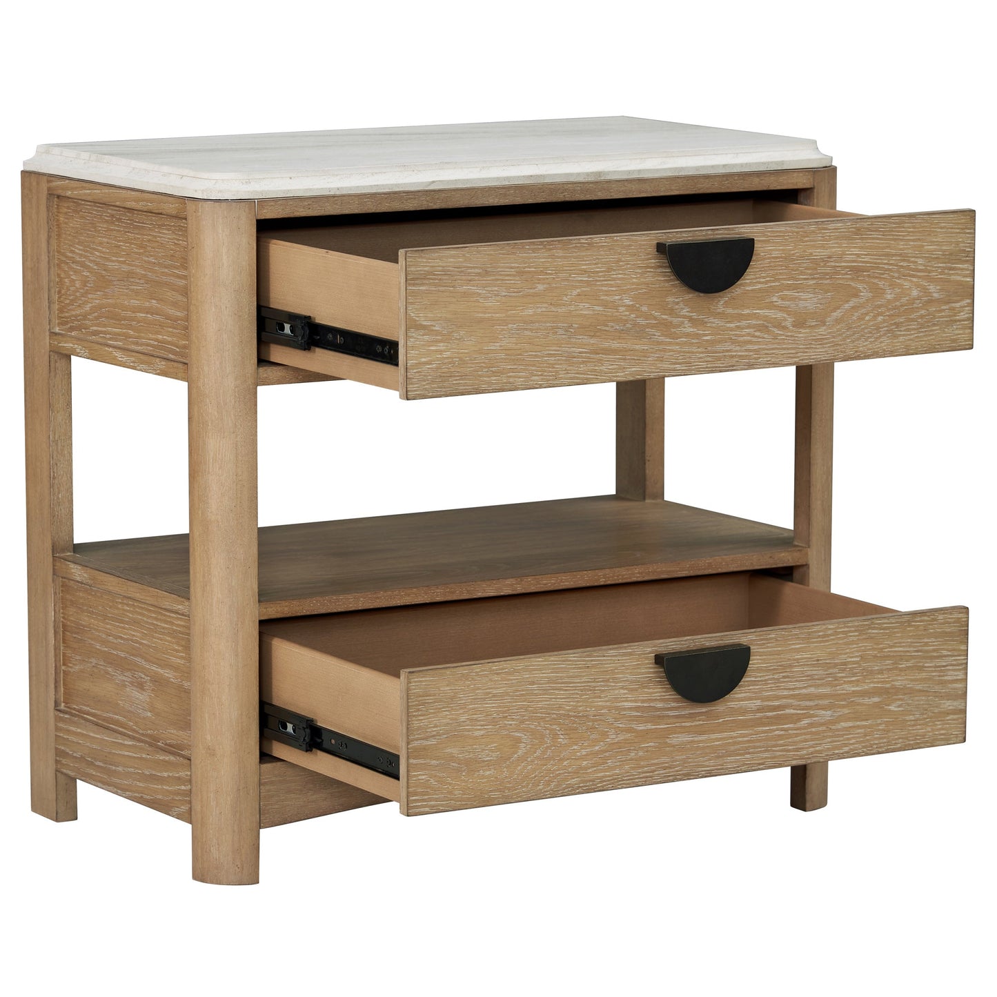 ESCAPE TWO-DRAWER NIGHTSTAND WITH STONE TOP