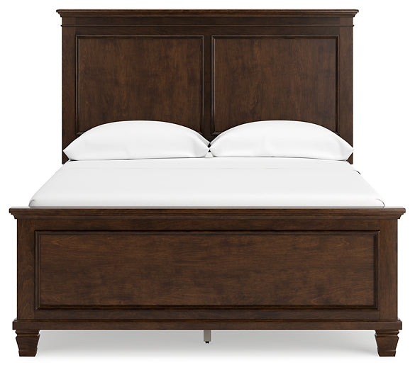 Danabrin Full Panel Bed with Mirrored Dresser and Chest