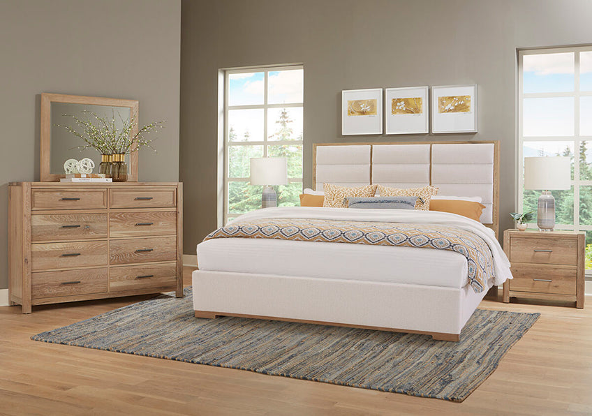 ERIN'S UPHOLSTERED BED - WHITE FABRIC