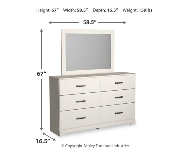 Stelsie Twin Panel Bed with Mirrored Dresser, Chest and 2 Nightstands