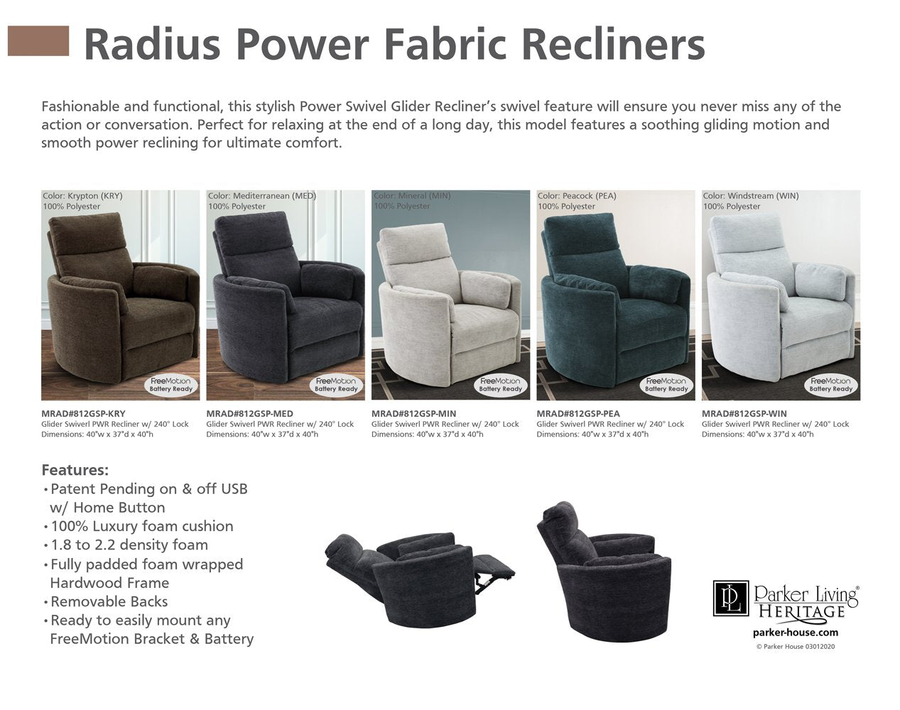 RADIUS - MEDITERRANEAN POWER SWIVEL GLIDER RECLINER