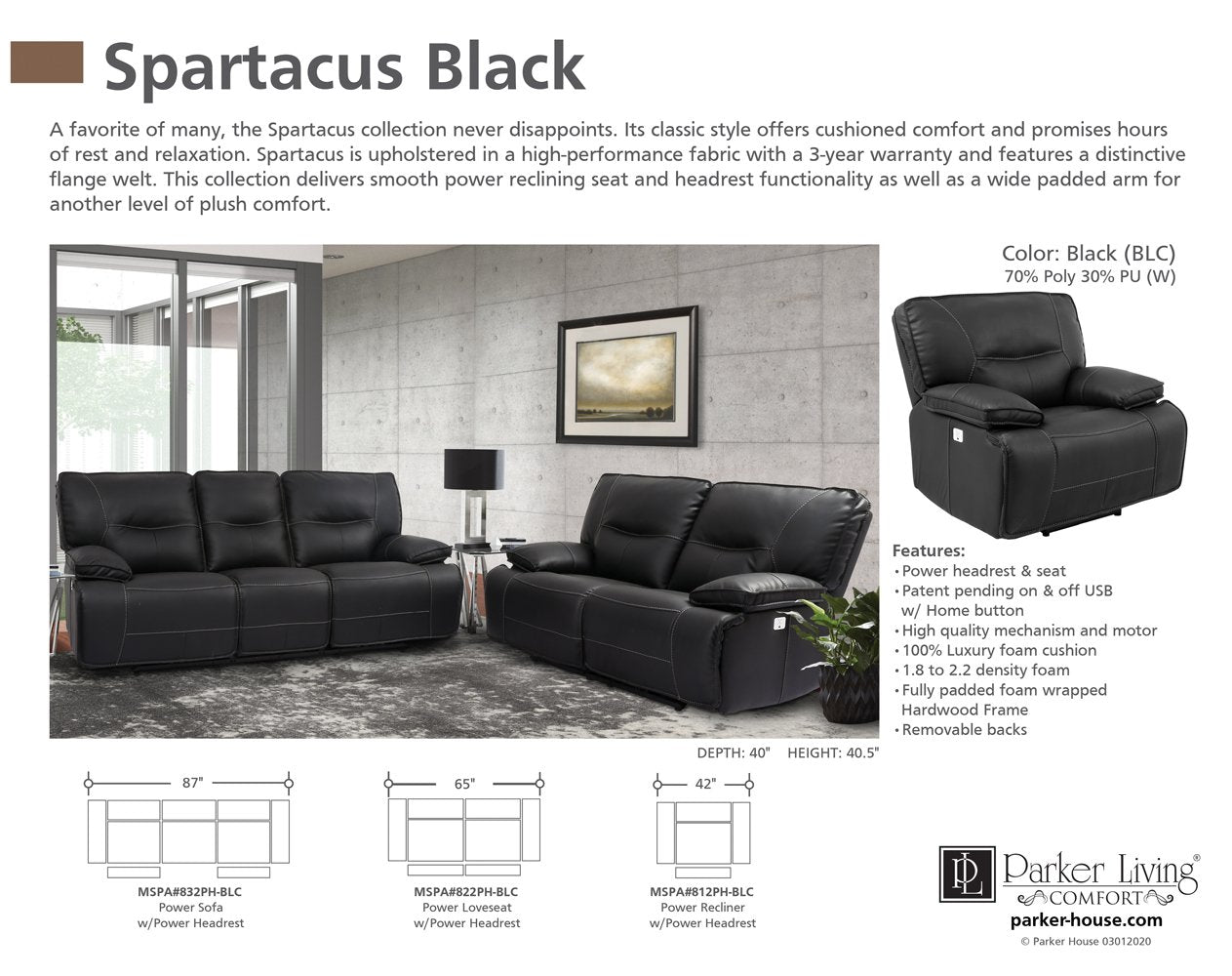 SPARTACUS - BLACK POWER RECLINER