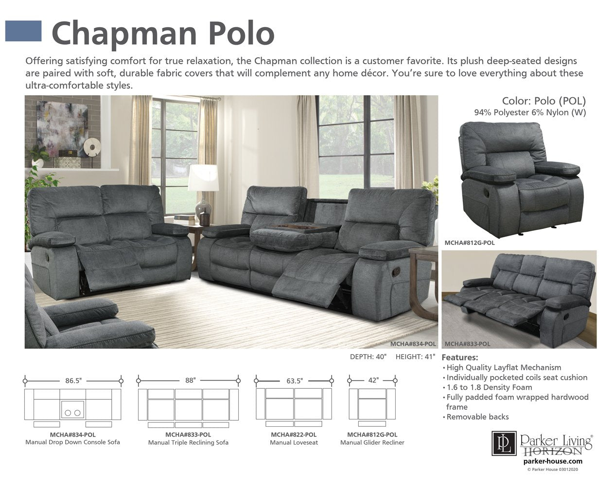 CHAPMAN - POLO MANUAL GLIDER RECLINER