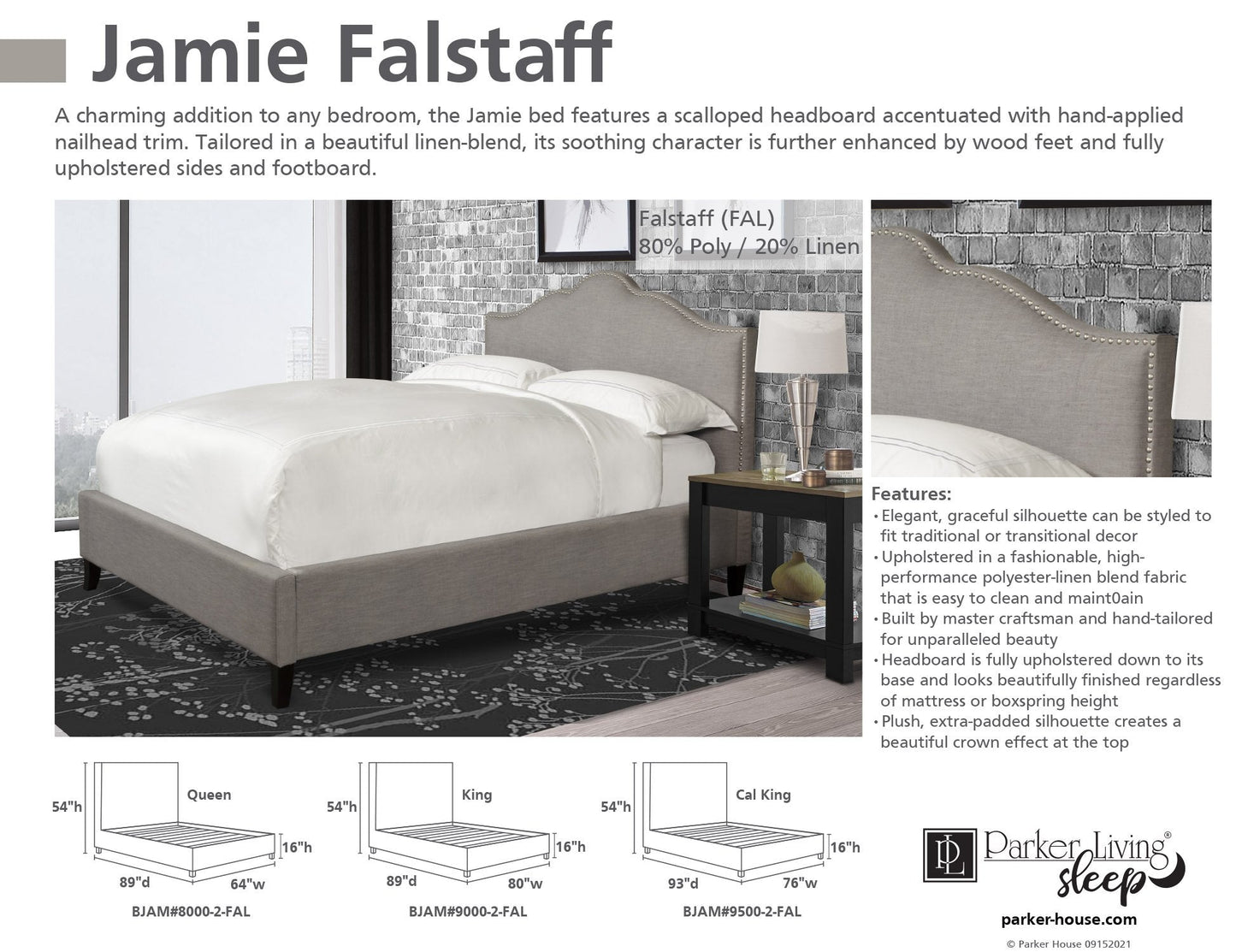 JAMIE - FALSTAFF CALIFORNIA KING BED 6/0 (GREY)