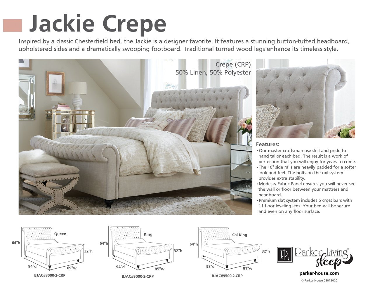 JACKIE - CREPE KING BED 6/6