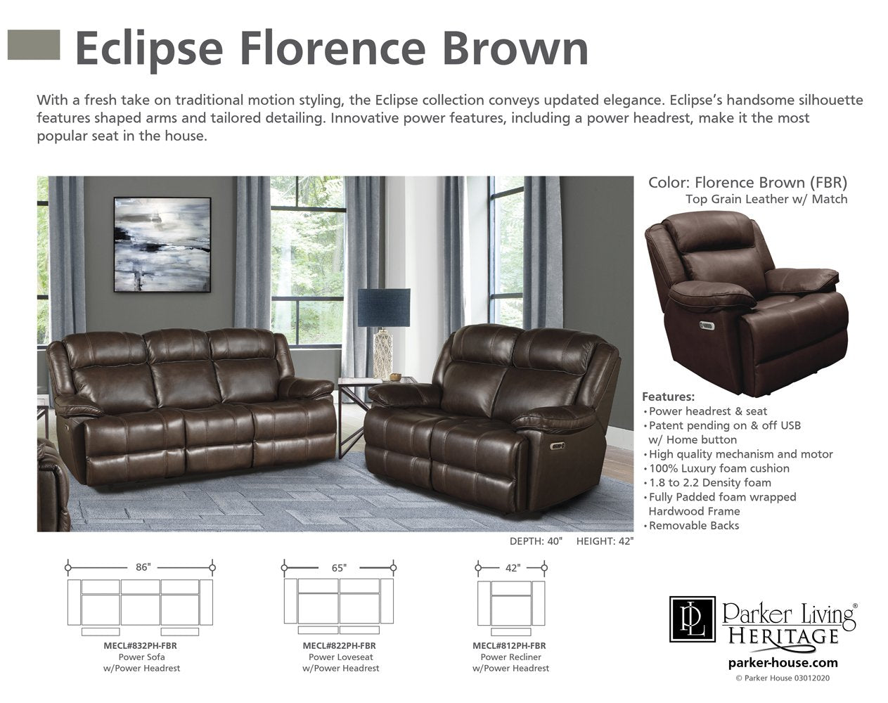 ECLIPSE - FLORENCE BROWN POWER RECLINER