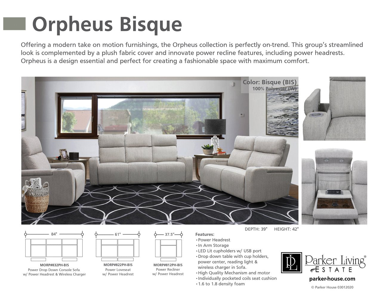 ORPHEUS - BISQUE POWER RECLINER