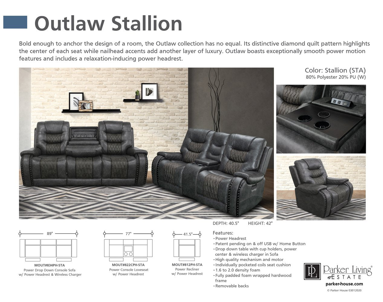 OUTLAW - STALLION POWER CONSOLE LOVESEAT