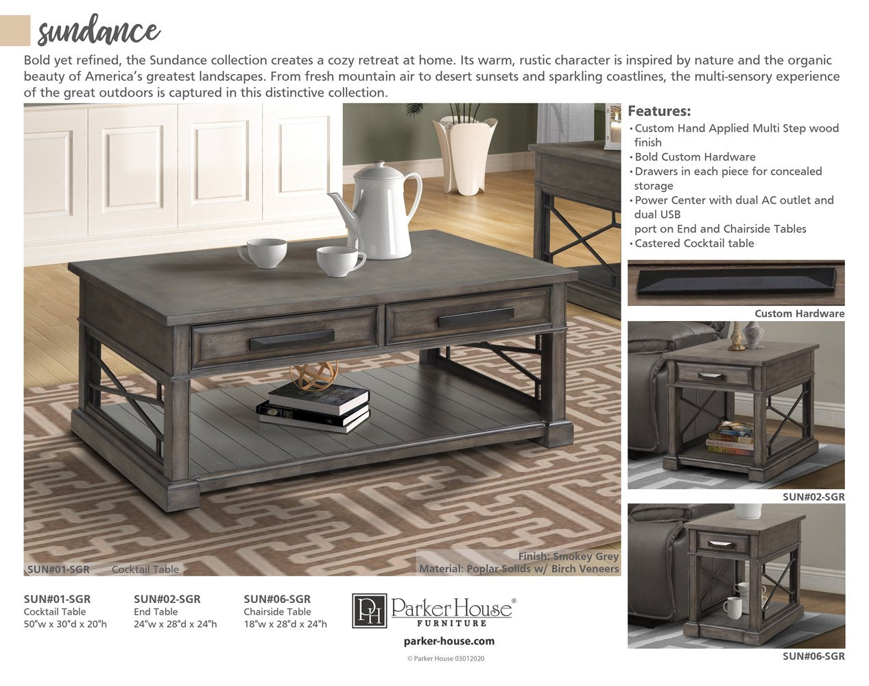 SUNDANCE - SMOKEY GREY CHAIRSIDE TABLE