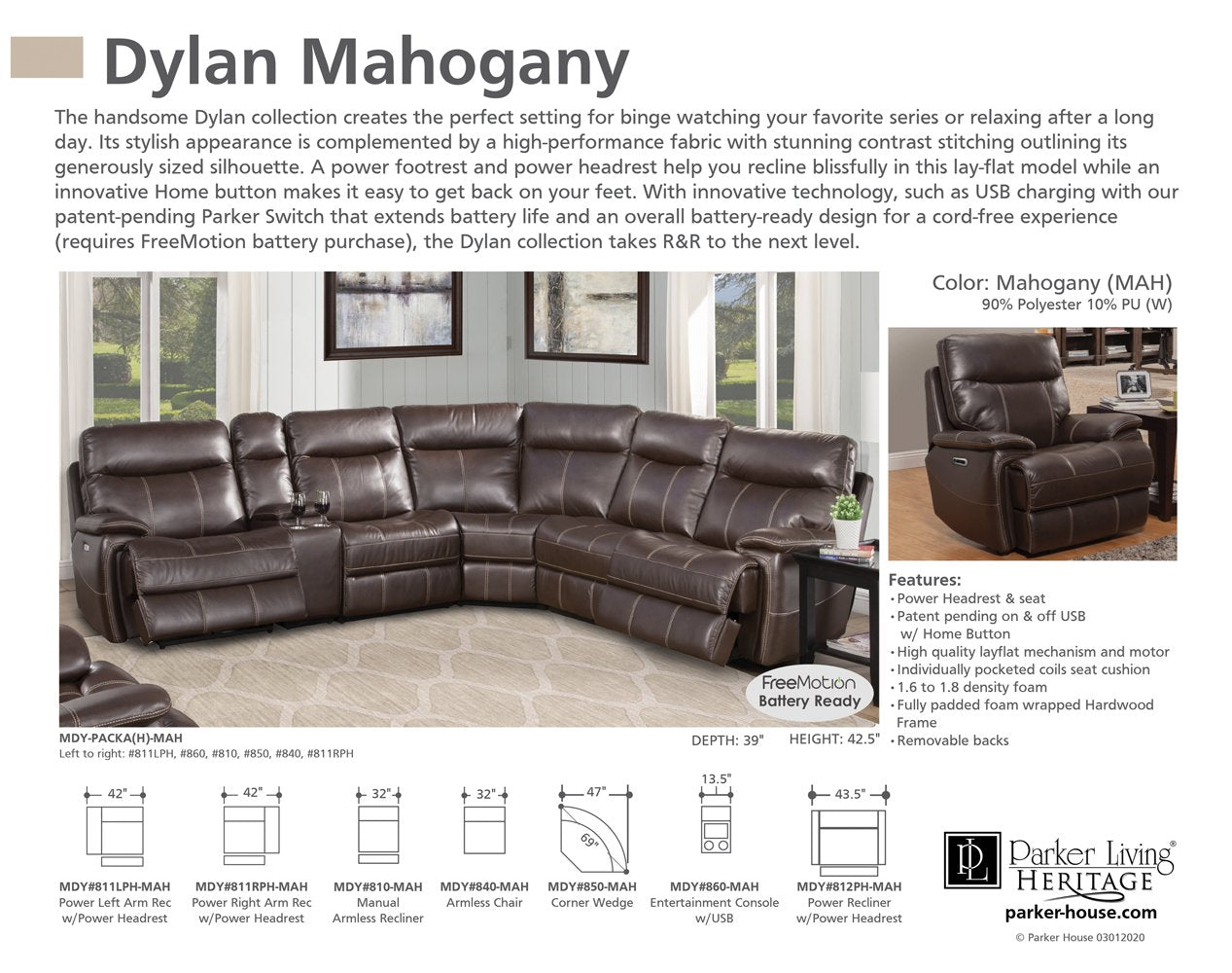 DYLAN - MAHOGANY POWER RECLINER