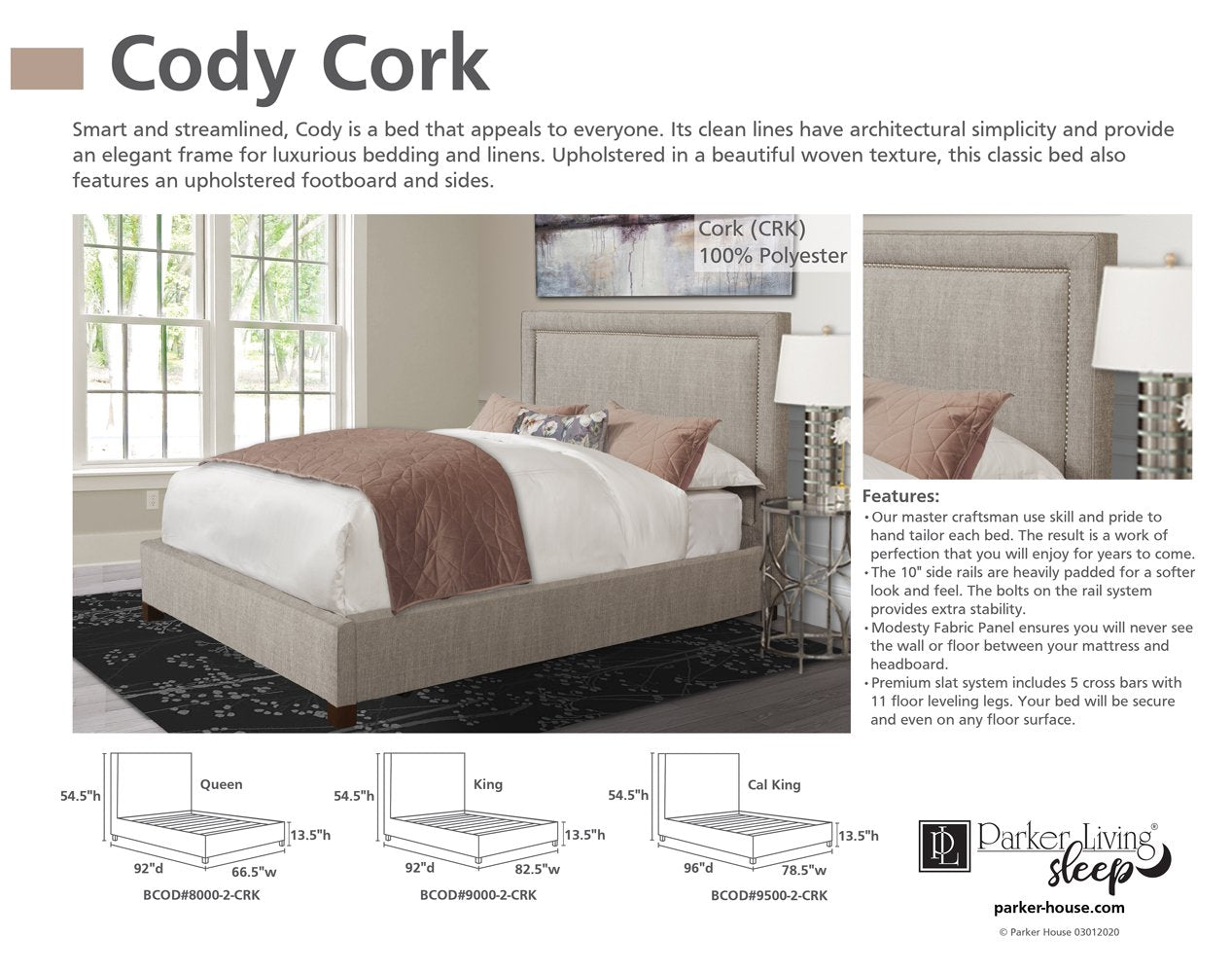 CODY - CORK KING BED 6/6 (NATURAL)