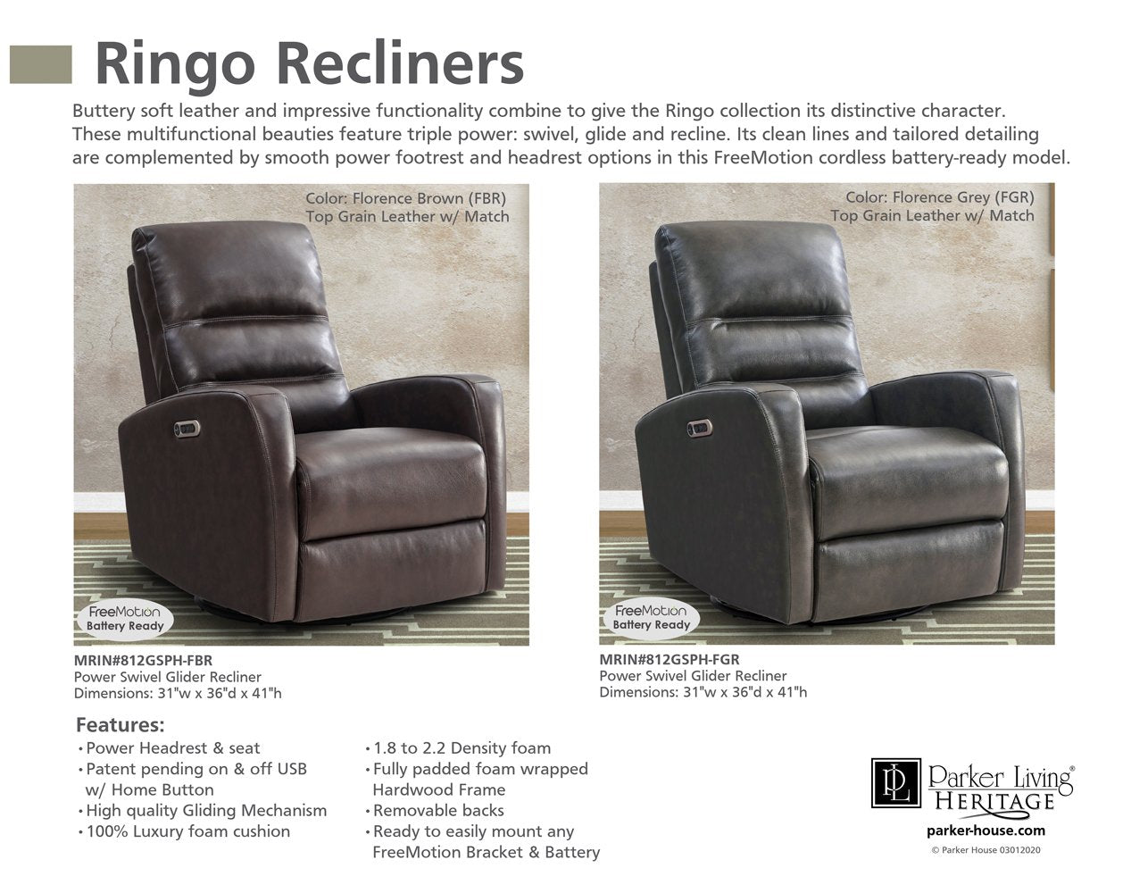 RINGO - FLORENCE GREY POWER SWIVEL GLIDER RECLINER