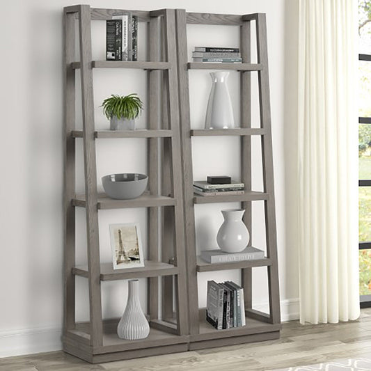 PURE MODERN PAIR OF ANGLED ETAGERE BOOKCASE PIERS