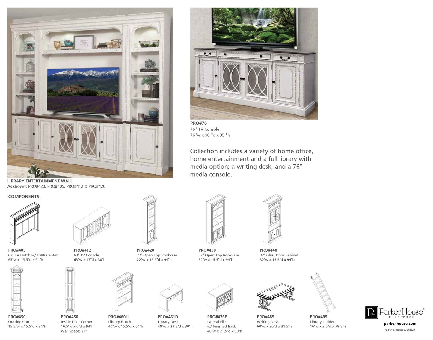 PROVENCE 6PC OPEN BOOKCASE LIBRARY WALL