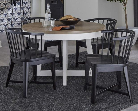 AMERICANA MODERN DINING DINING TABLE 48 IN. ROUND TO 66 IN. (18 IN. LEAF)