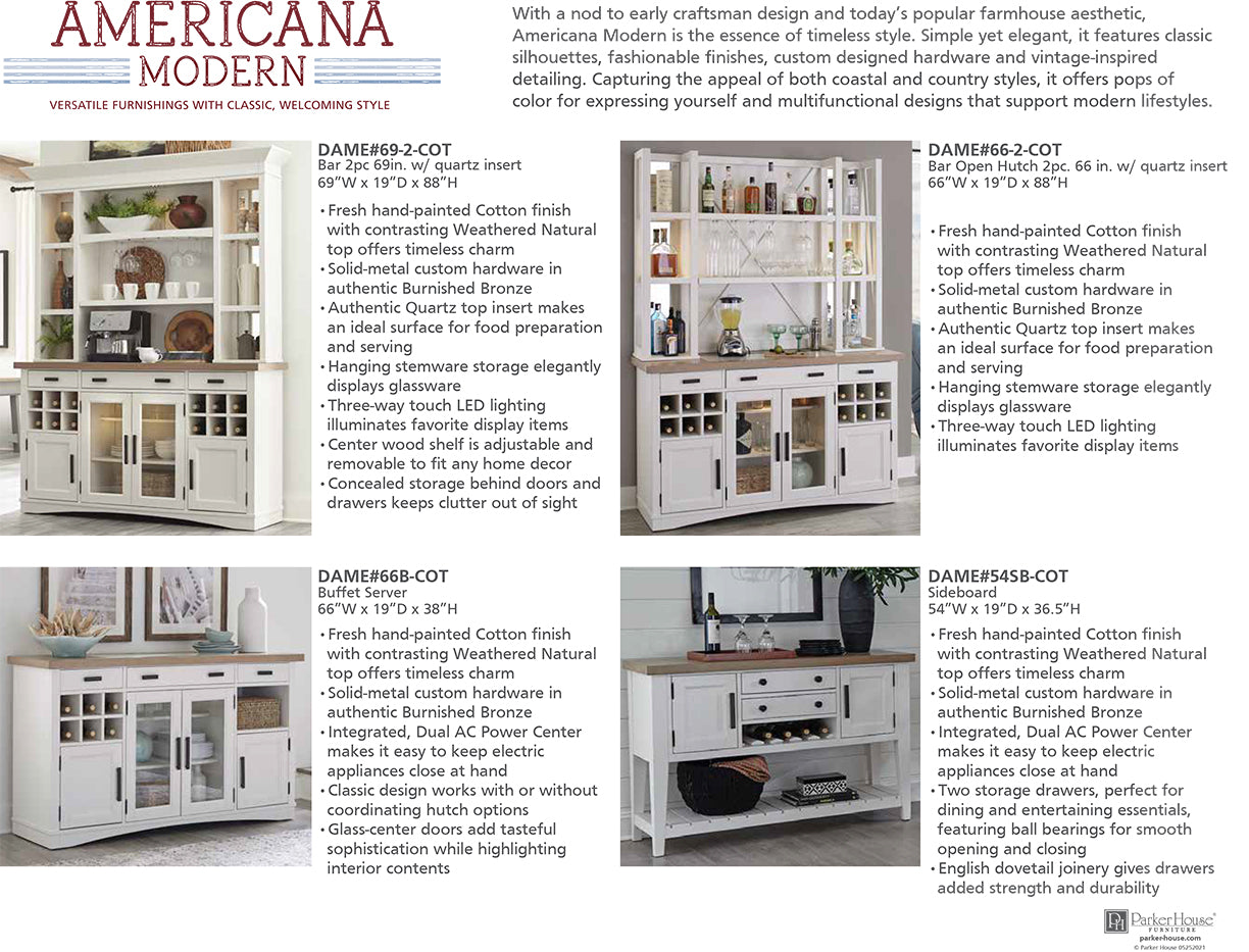 AMERICANA MODERN DINING 2PC 66 IN. BUFFET / BAR OPEN HUTCH WITH QUARTZ INSERT