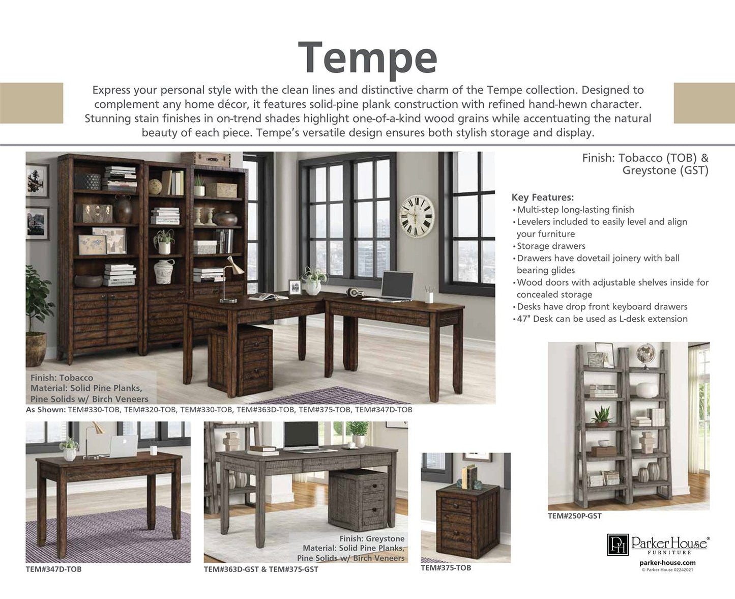 TEMPE - GREY STONE 65 IN. WRITING DESK