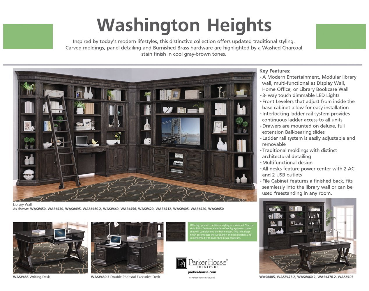 WASHINGTON HEIGHTS 11PC ENTERTAINMENT LIBRARY WALL