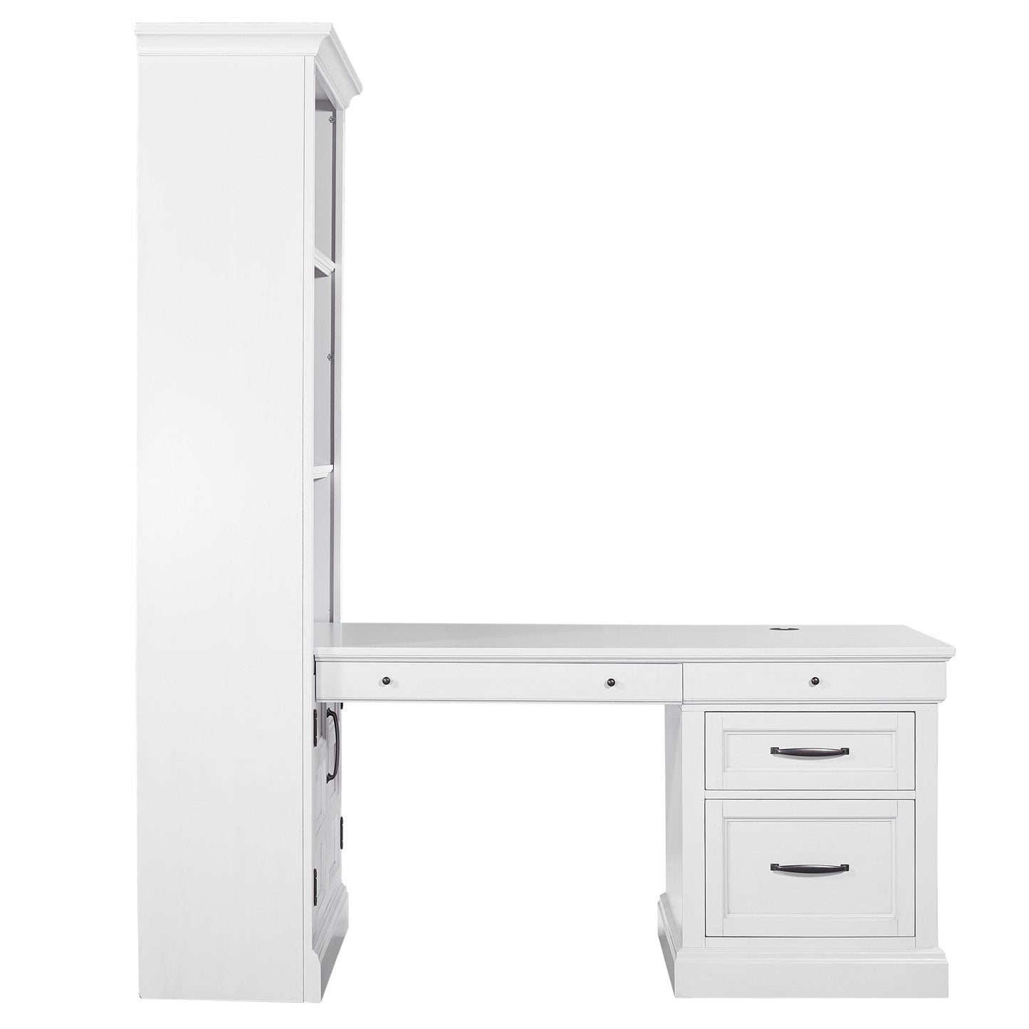 SHOREHAM - EFFORTLESS WHITE BOOKCASE WITH PENINSULA DESK