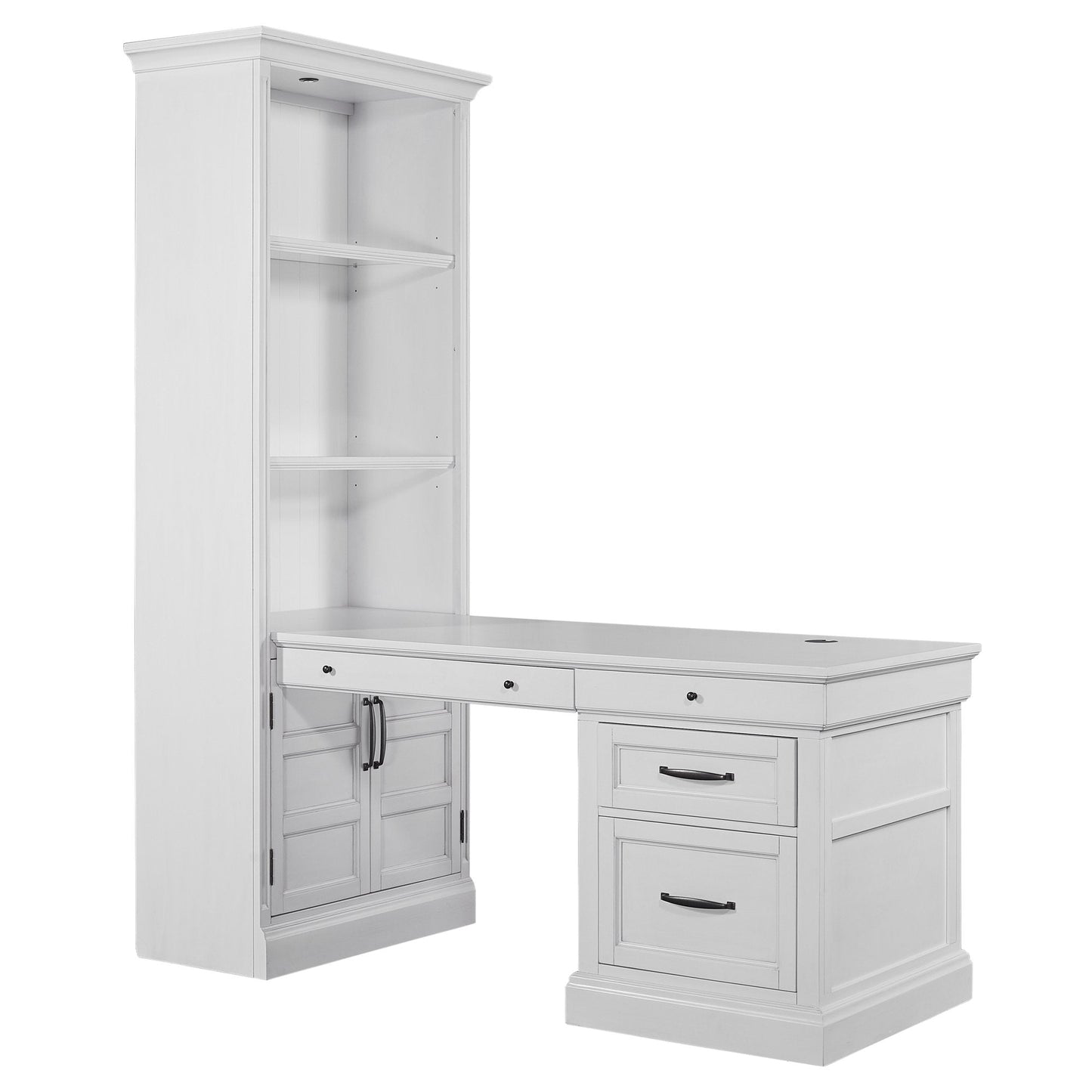 SHOREHAM - EFFORTLESS WHITE BOOKCASE WITH PENINSULA DESK