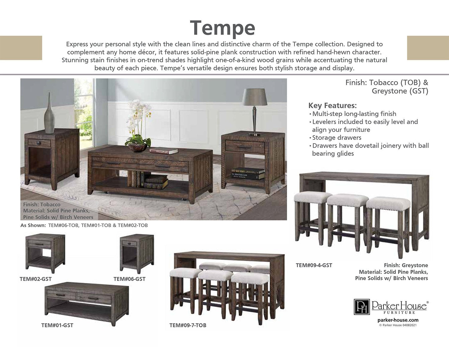 TEMPE - TOBACCO COUNTER STOOL