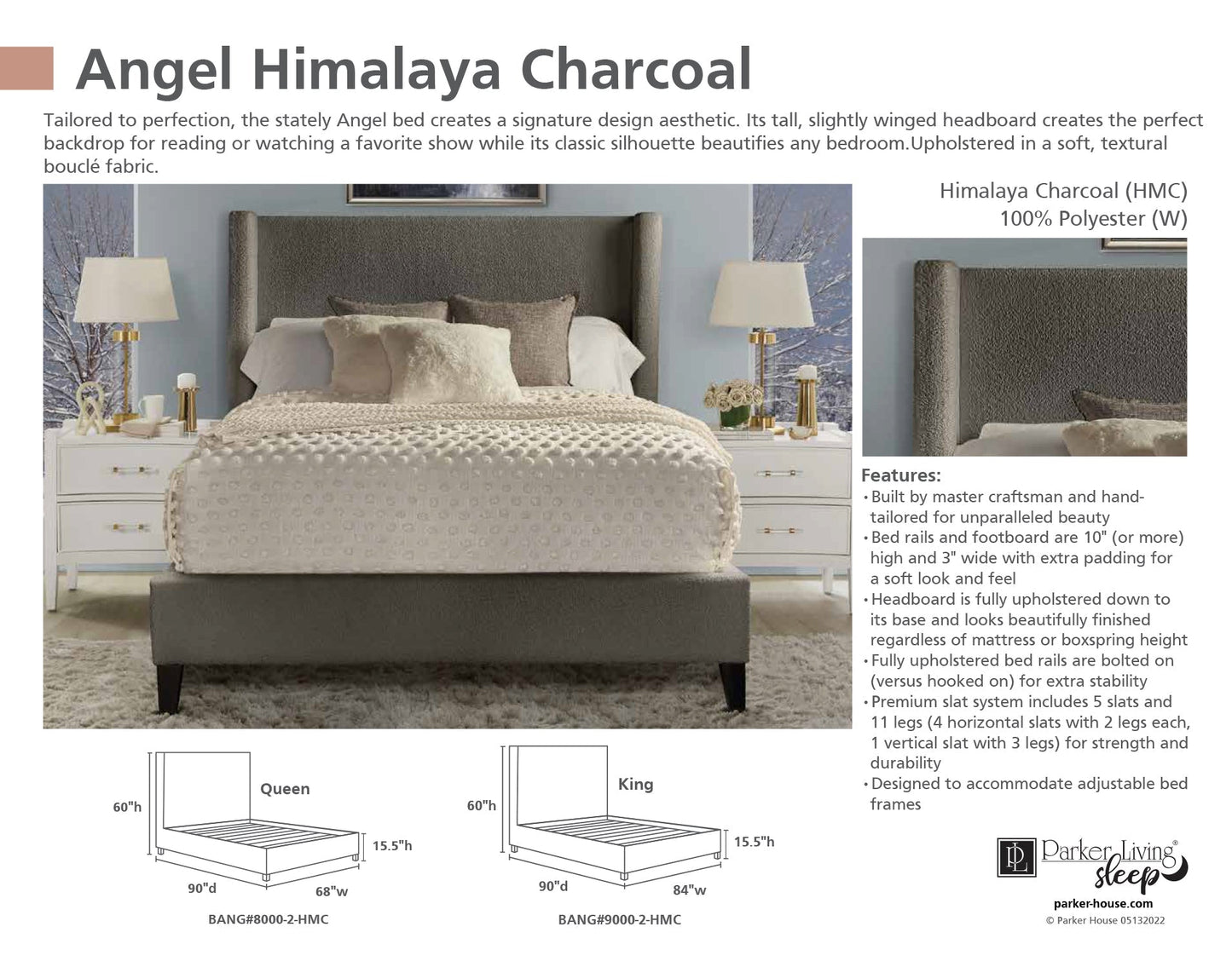 ANGEL - HIMALAYA CHARCOAL KING BED 6/6