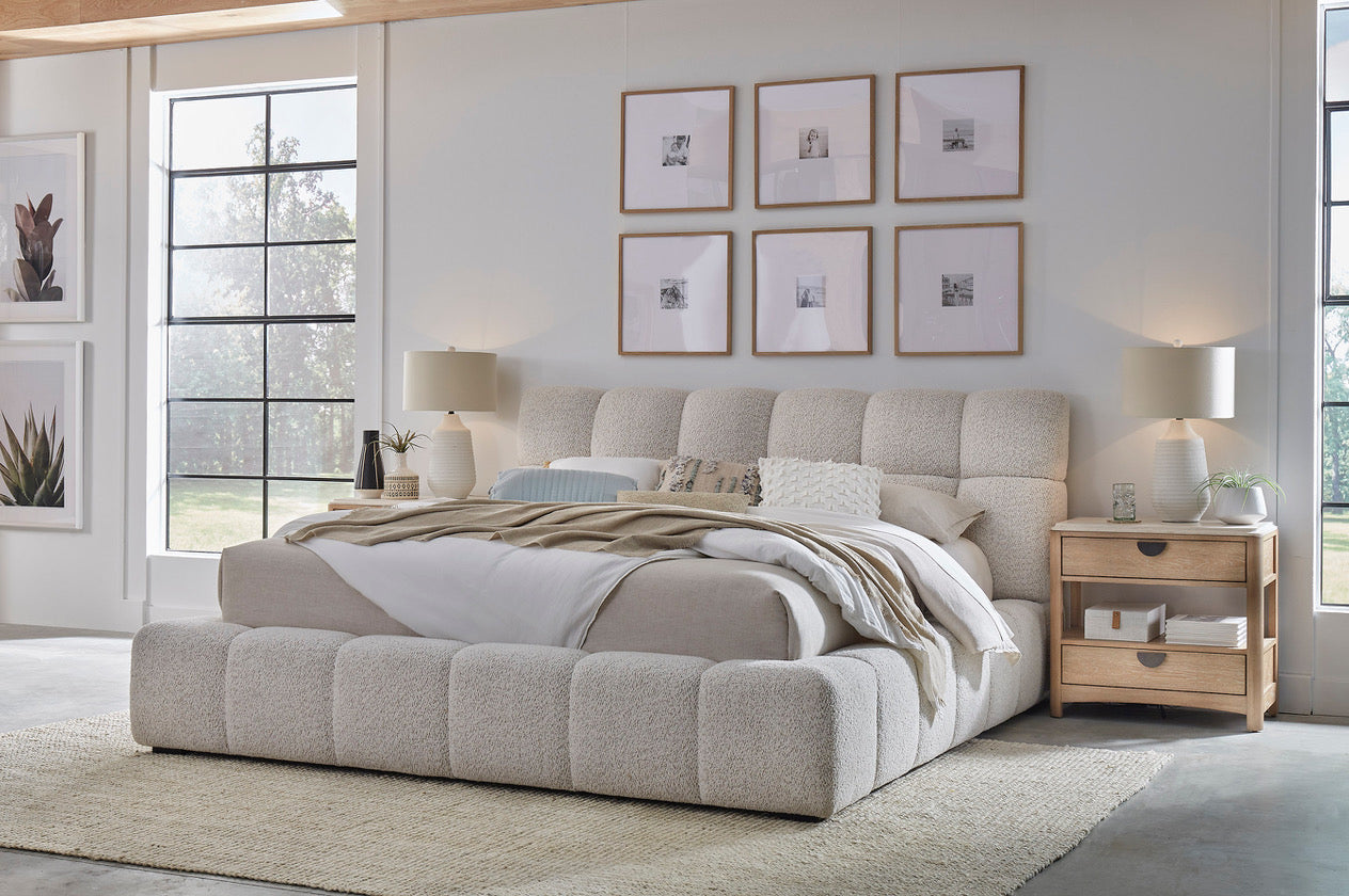 ESCAPE QUEEN UPHOLSTERED BED - FLUFFY RIVER ROCK