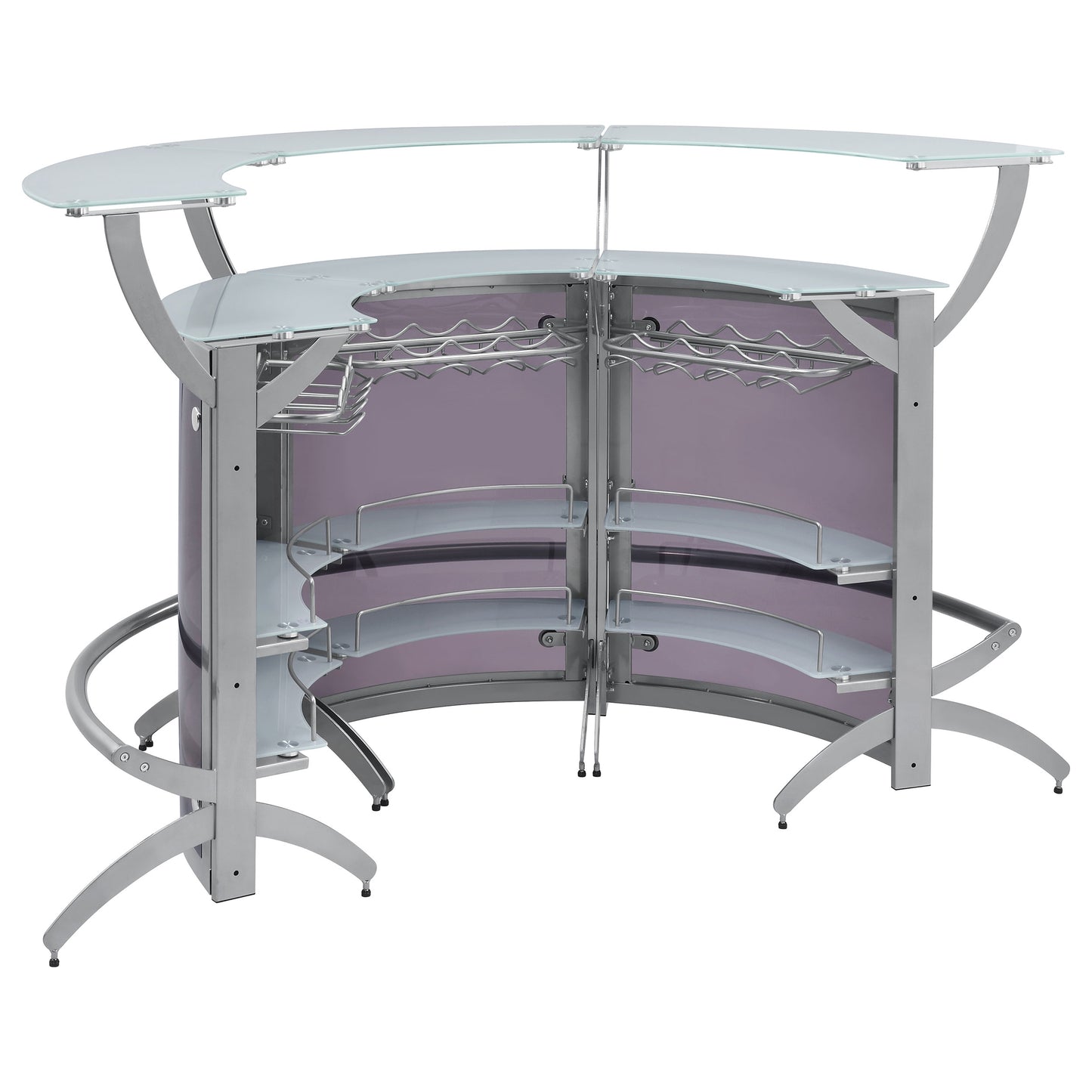 Dallas 3-piece Curved Freestanding Home Bar Cabinet Silver