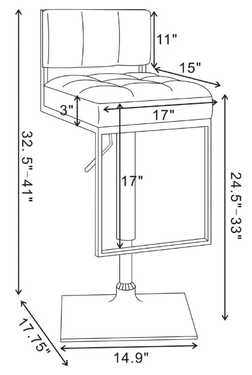 Alameda Adjustable Bar Stool Chrome and White