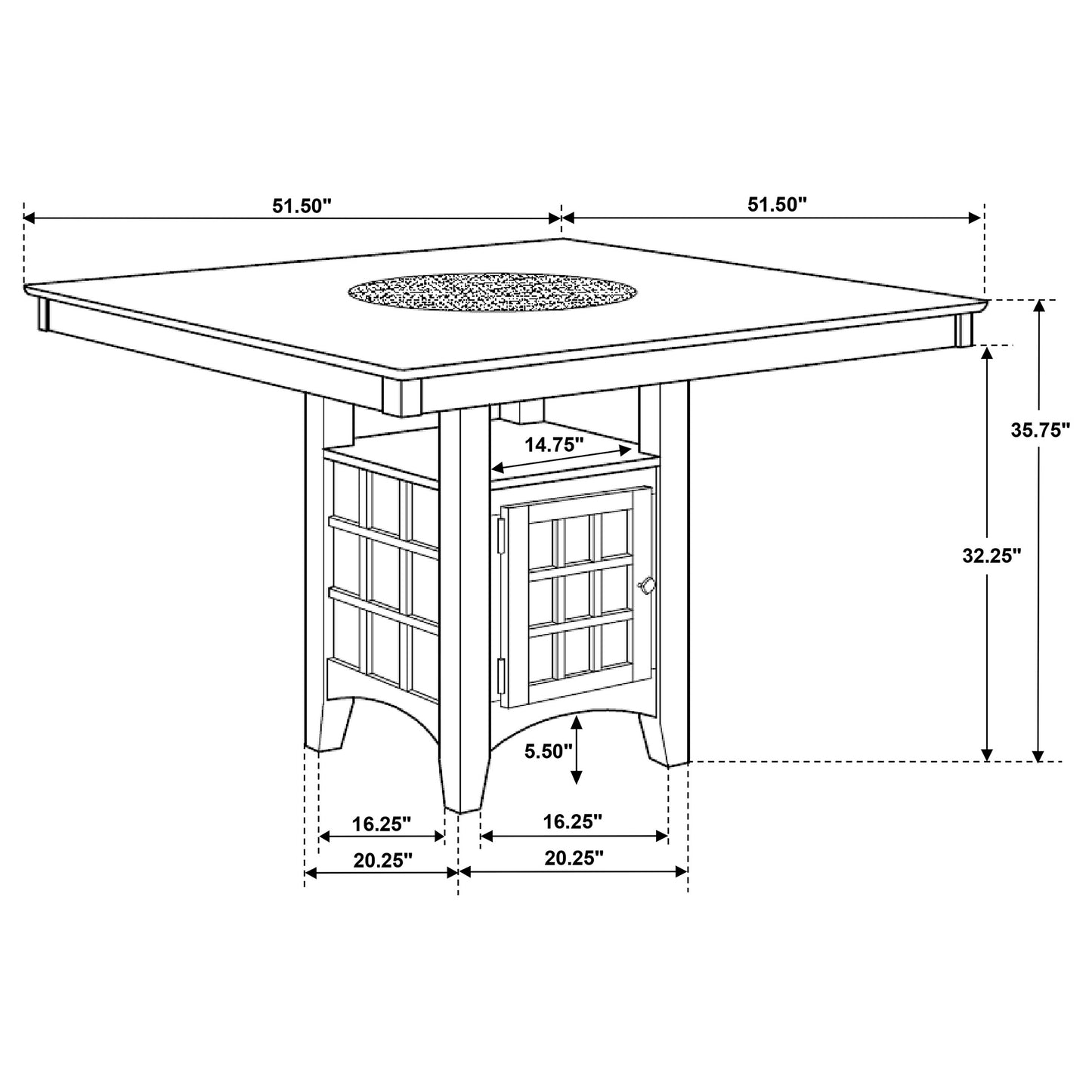 Gabriel 52-inch Counter Height Dining Table Cappuccino